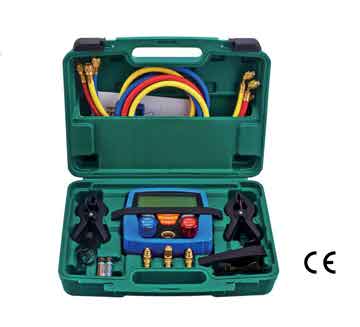 501024 - R32/ R1234yf Digital Manifold Gauge set, 60" Hose, Manual Quick Coupler set, Adapter and 64 kinds refrigerant use