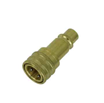 50552R-H - Brass R134a female coupler to R1234yf male coupler w/ STD valve core high side